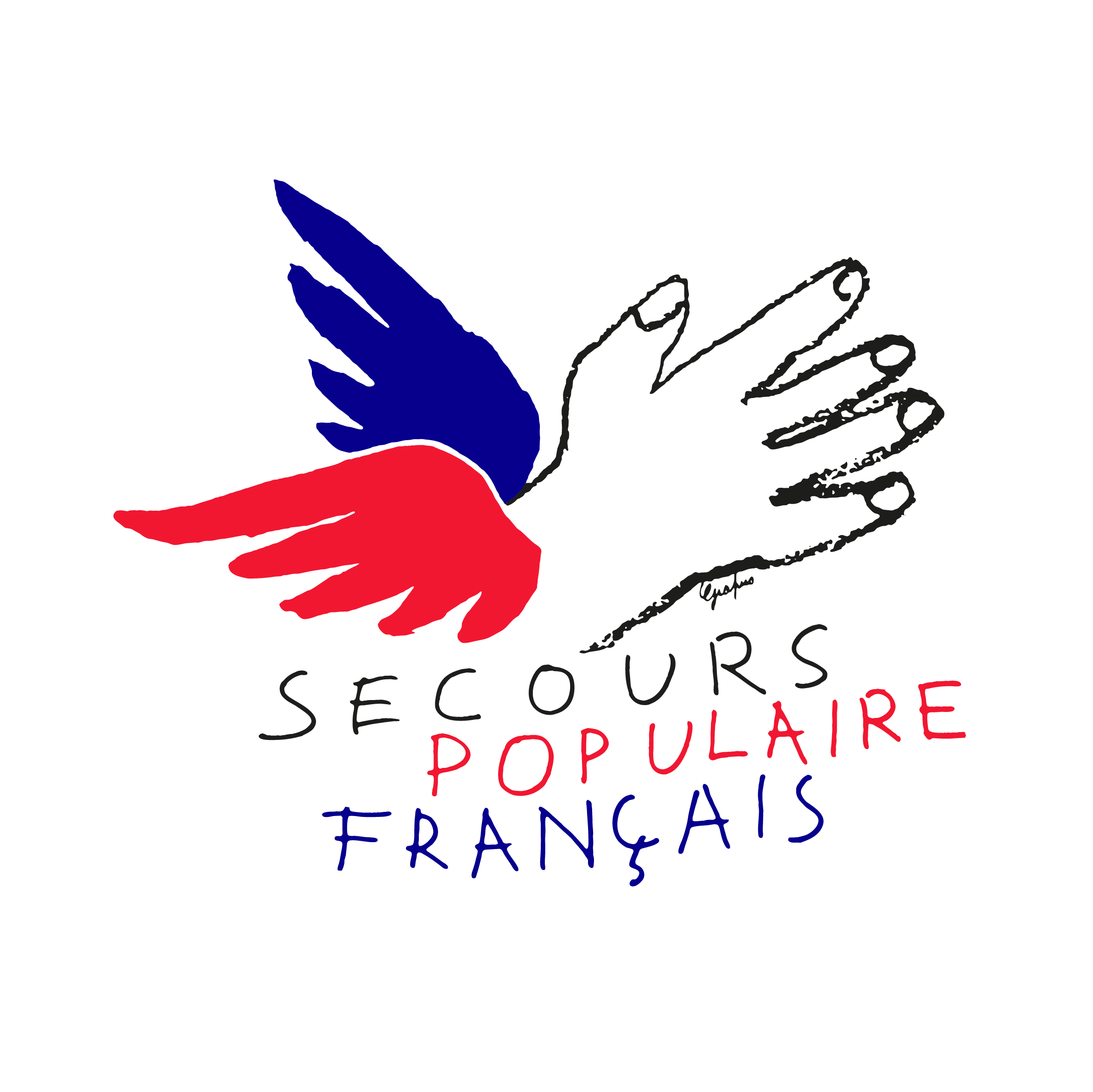 Logo du Secours populaire français, partenaire de la redistribution des surplus alimentaires